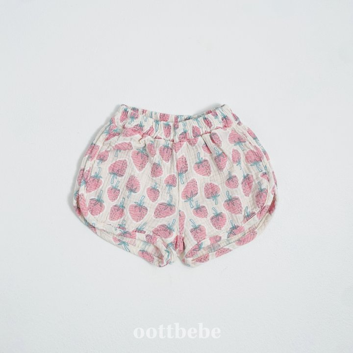 Oott Bebe - Korean Children Fashion - #childofig - Strawberry Ribbed Shorts - 3