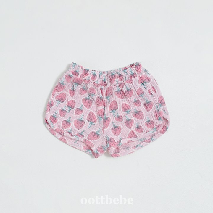 Oott Bebe - Korean Children Fashion - #childofig - Strawberry Ribbed Shorts - 4