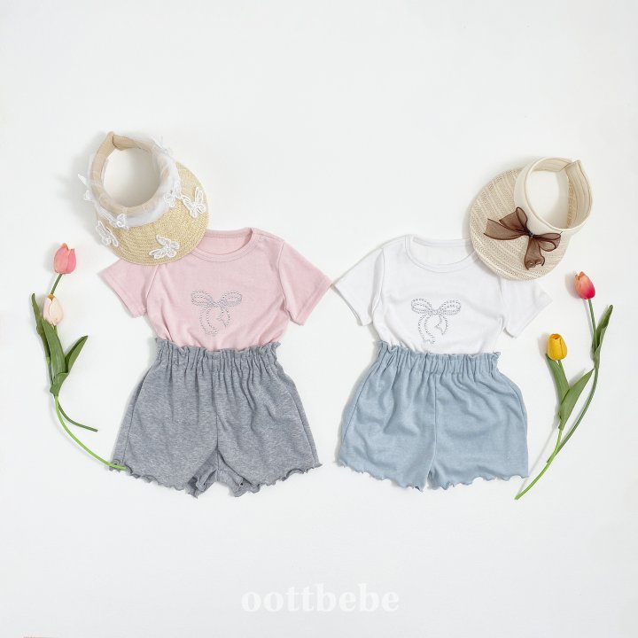 Oott Bebe - Korean Children Fashion - #discoveringself - Shiny Ribbon Tee