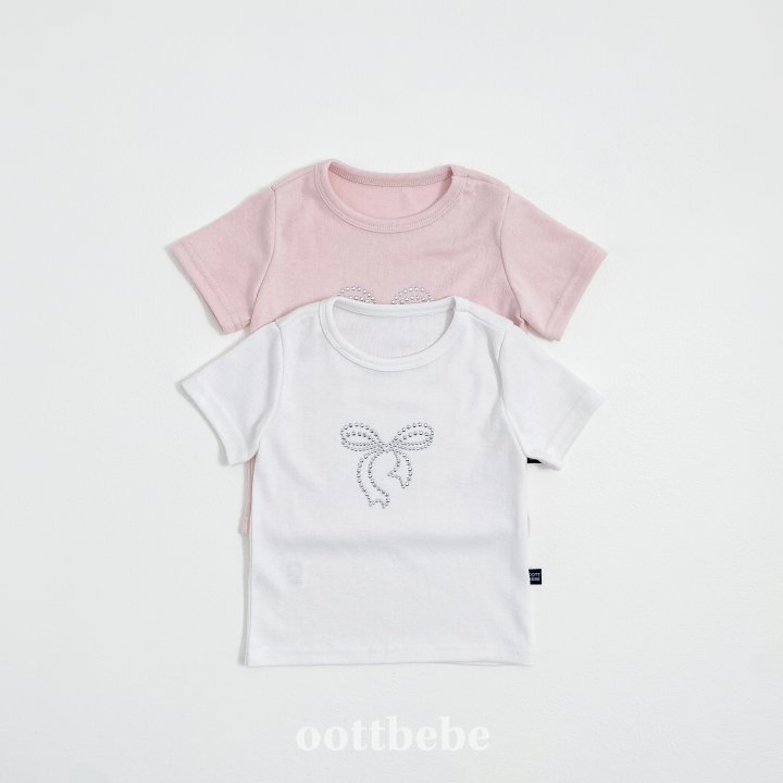Oott Bebe - Korean Children Fashion - #fashionkids - Shiny Ribbon Tee - 2