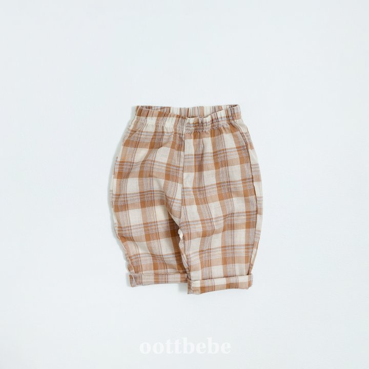 Oott Bebe - Korean Children Fashion - #kidsshorts - Gauze Check Pants - 7