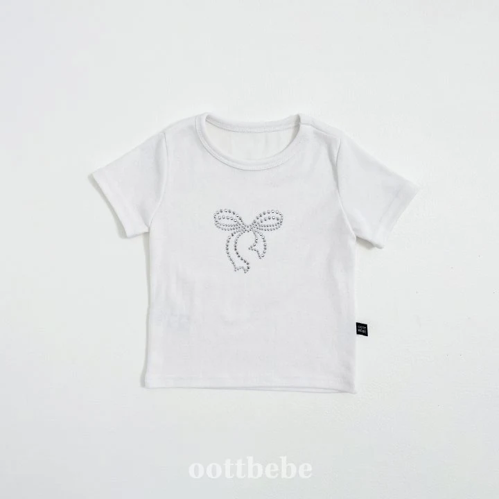 Oott Bebe - Korean Children Fashion - #kidsshorts - Shiny Ribbon Tee - 3