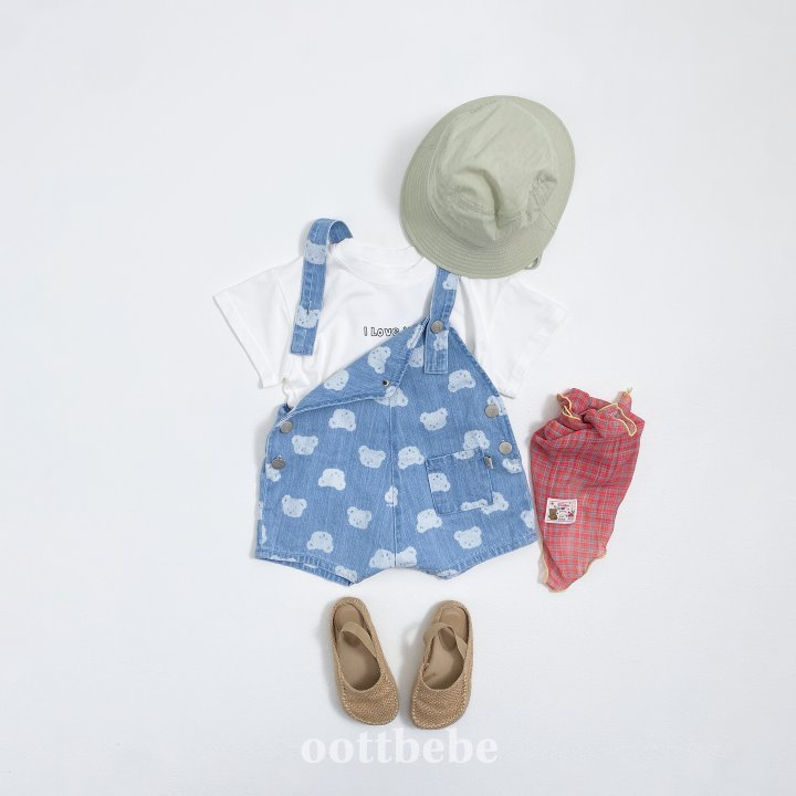 Oott Bebe - Korean Children Fashion - #kidzfashiontrend - Jelly Bear Denim Overalls - 3