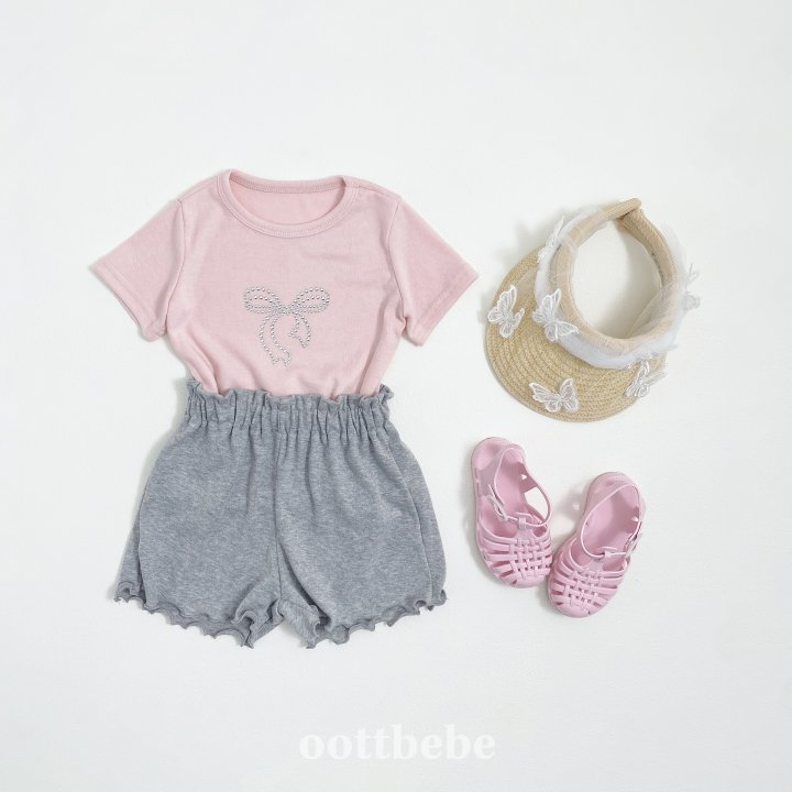 Oott Bebe - Korean Children Fashion - #kidzfashiontrend - Shiny Ribbon Tee - 5