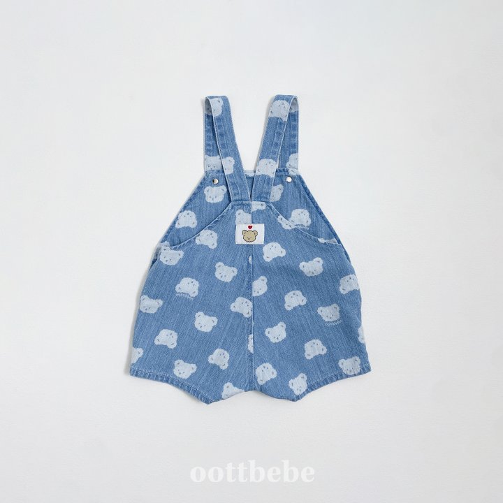 Oott Bebe - Korean Children Fashion - #littlefashionista - Jelly Bear Denim Overalls - 5