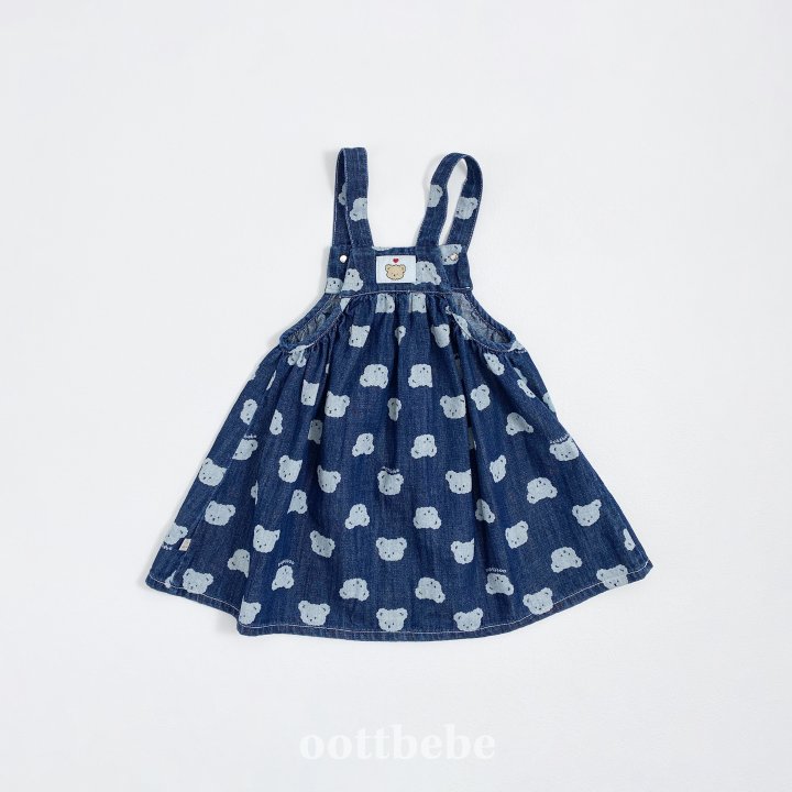 Oott Bebe - Korean Children Fashion - #magicofchildhood - Jelly Bear Denim One-piece - 6