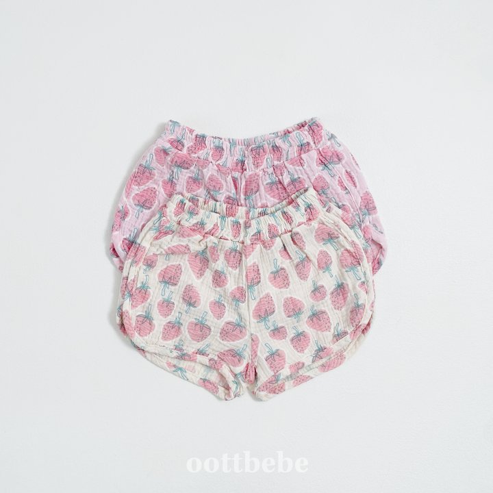 Oott Bebe - Korean Children Fashion - #minifashionista - Strawberry Ribbed Shorts