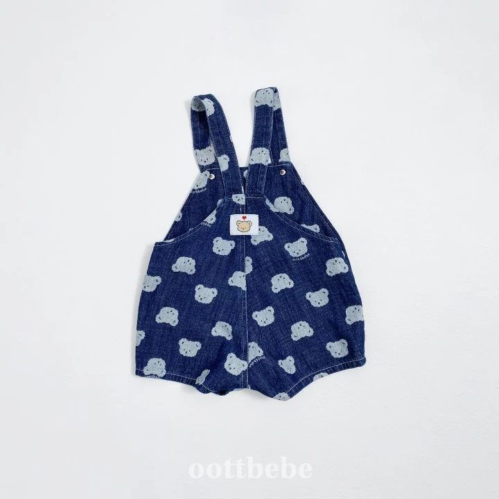 Oott Bebe - Korean Children Fashion - #minifashionista - Jelly Bear Denim Overalls - 7