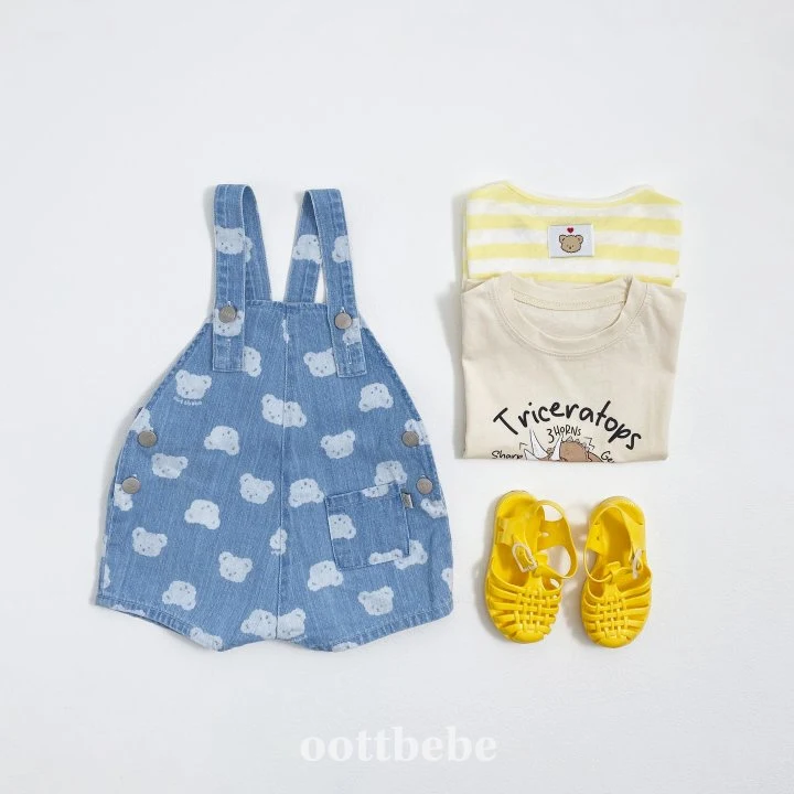 Oott Bebe - Korean Children Fashion - #prettylittlegirls - Jelly Bear Denim Overalls - 8