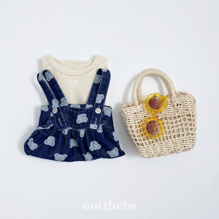 Oott Bebe - Korean Children Fashion - #todddlerfashion - Jelly Bear Denim One-piece - 9