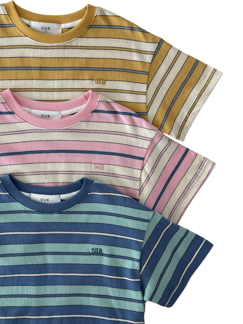Our - Korean Children Fashion - #kidsshorts - Blush Striped Tee - 3