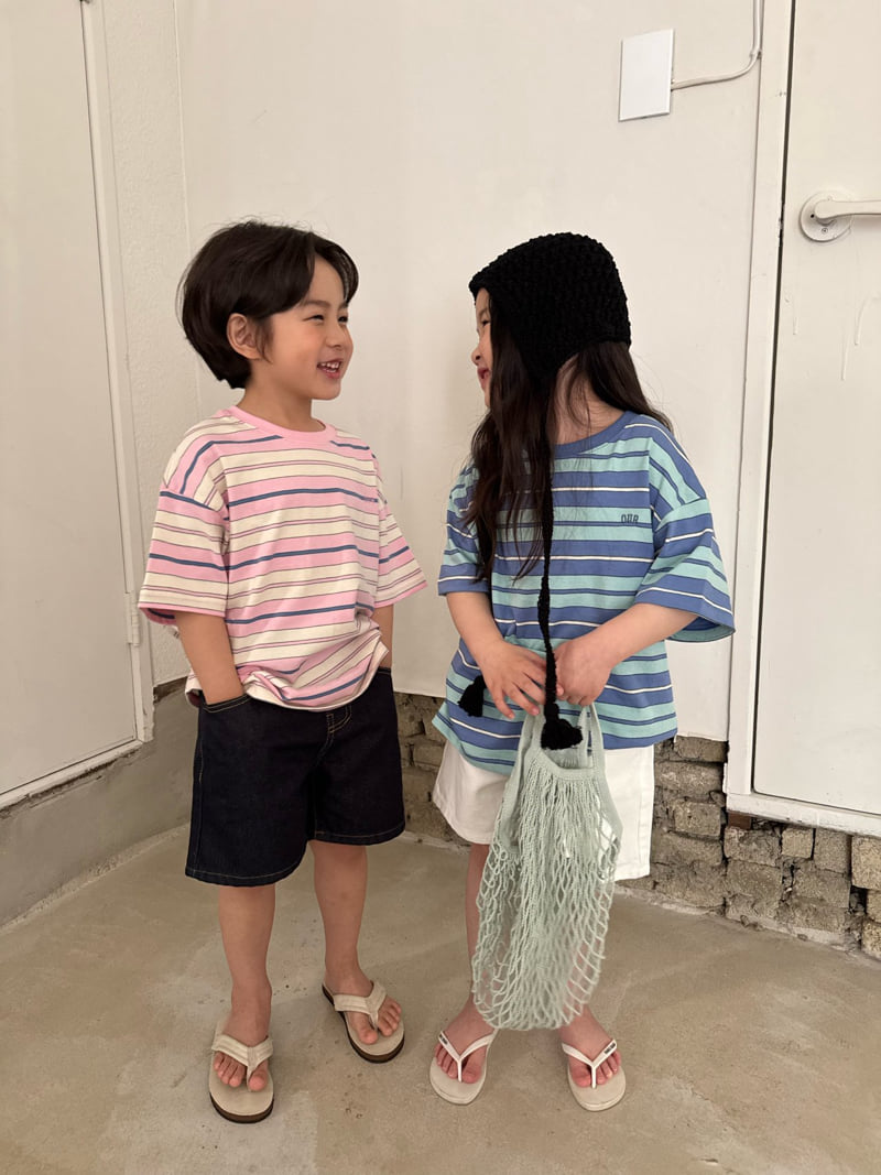 Our - Korean Children Fashion - #kidsshorts - Blush Striped Tee - 4