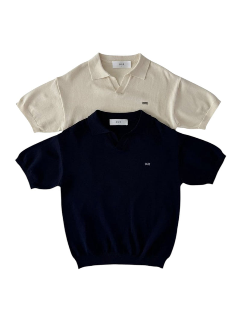 Our - Korean Children Fashion - #littlefashionista - Leaf Knit Collar Tee
