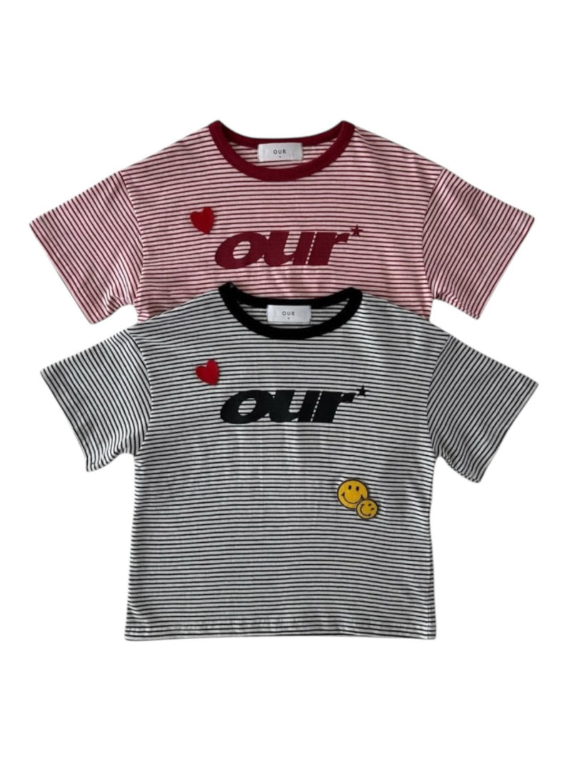 Our - Korean Children Fashion - #minifashionista - Wappen Striped Tee