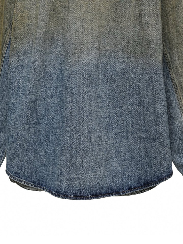 Paper Moon - Korean Women Fashion - #momslook - Dusty Mud Washed Oversized Denim Button Down Shirt - 11