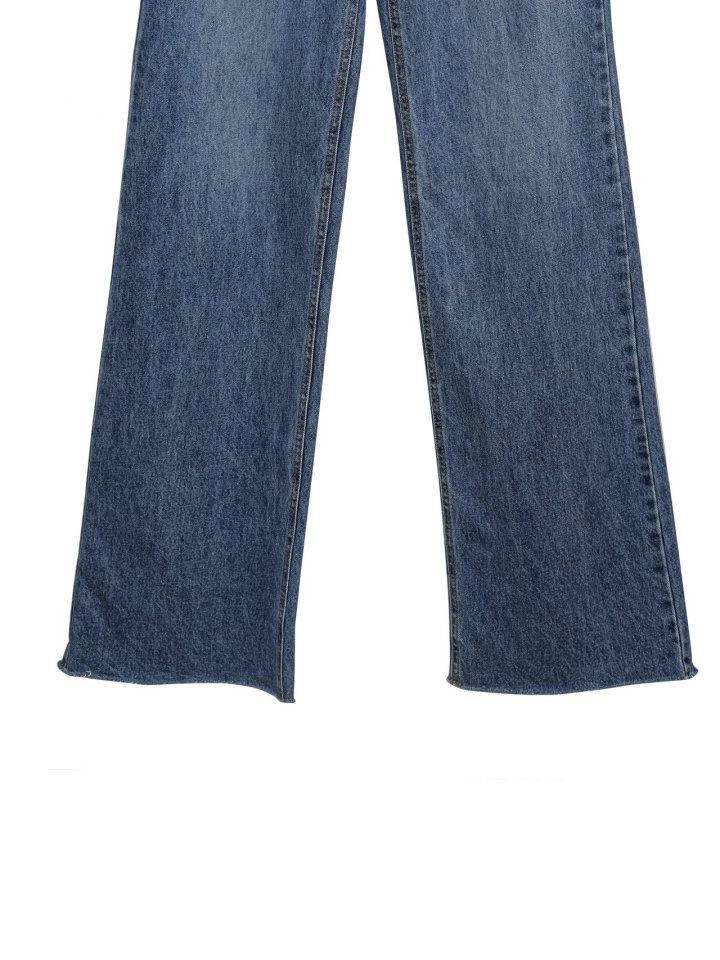 Paper Moon - Korean Women Fashion - #momslook - Classic Low Cut Wide Fit Mid Blue Jeans - 10