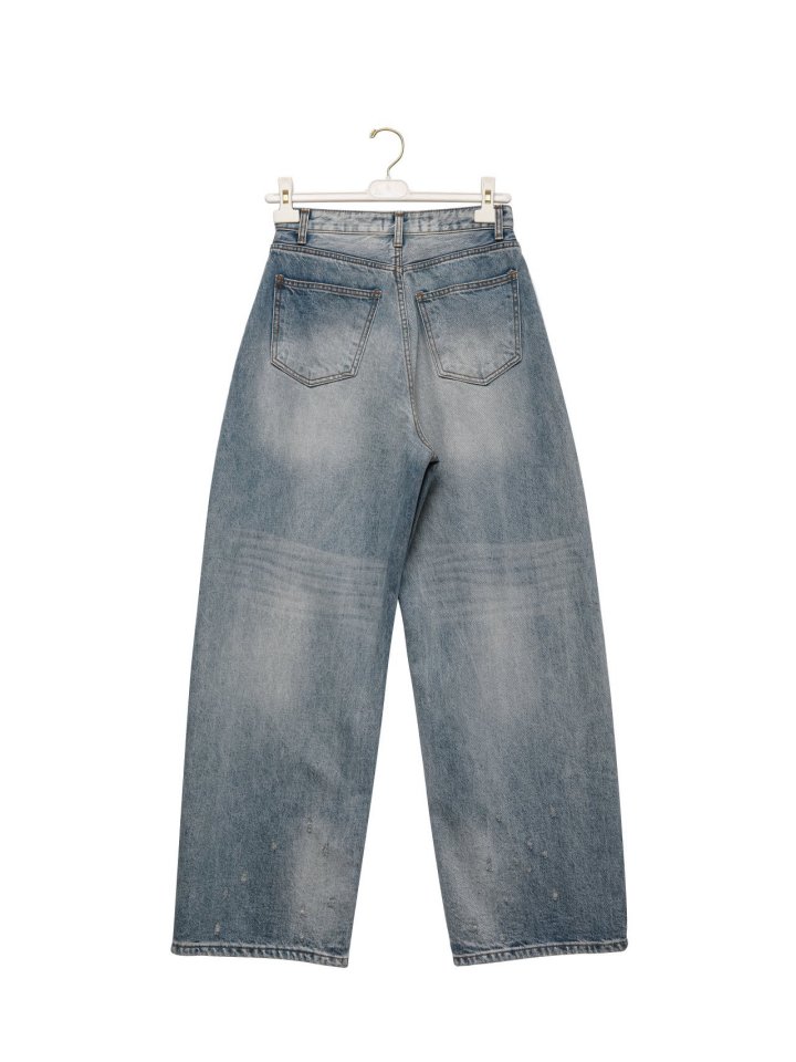 Paper Moon - Korean Women Fashion - #momslook - Drawstring Detail Wide Blue Denim Jeans - 7