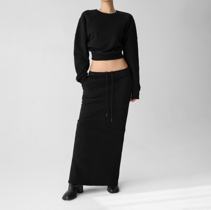 Paper Moon - Korean Women Fashion - #momslook - Back Slit Detail Maxi Pencil Jersey Sweat Skirt