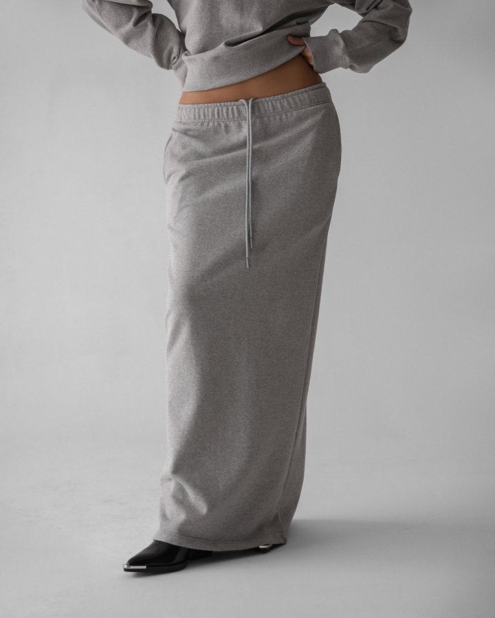 Paper Moon - Korean Women Fashion - #momslook - Back Slit Detail Maxi Pencil Jersey Sweat Skirt - 2
