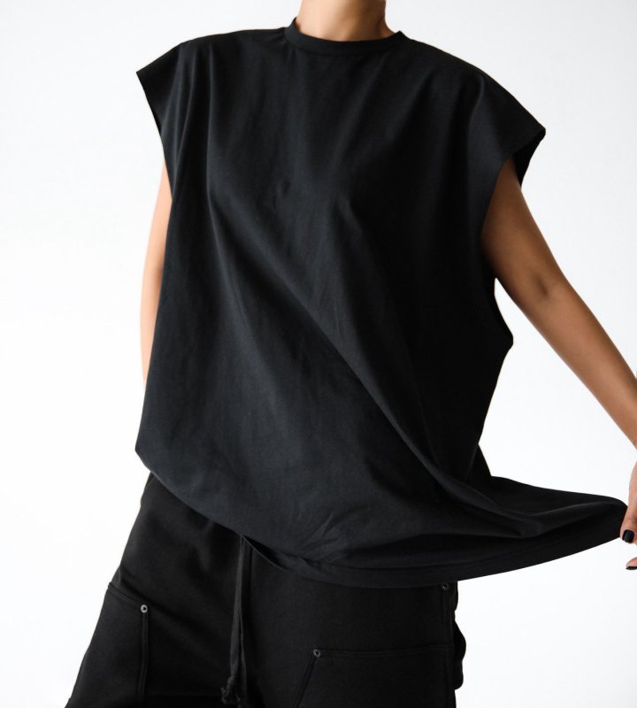 Paper Moon - Korean Women Fashion - #womensfashion - Premium Cotton Oversized Sleeveless Long Tee - 4