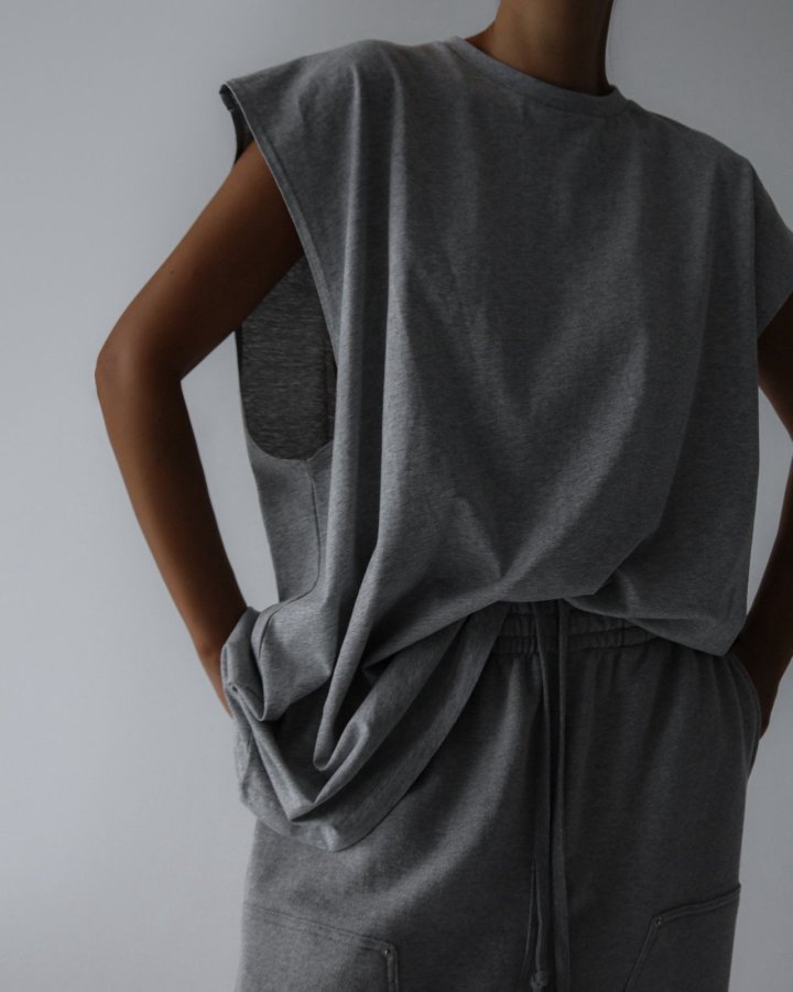 Paper Moon - Korean Women Fashion - #momslook - Premium Cotton Oversized Sleeveless Long Tee - 5