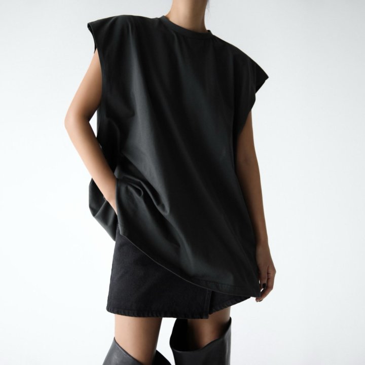 Paper Moon - Korean Women Fashion - #momslook - Premium Cotton Oversized Sleeveless Long Tee - 2