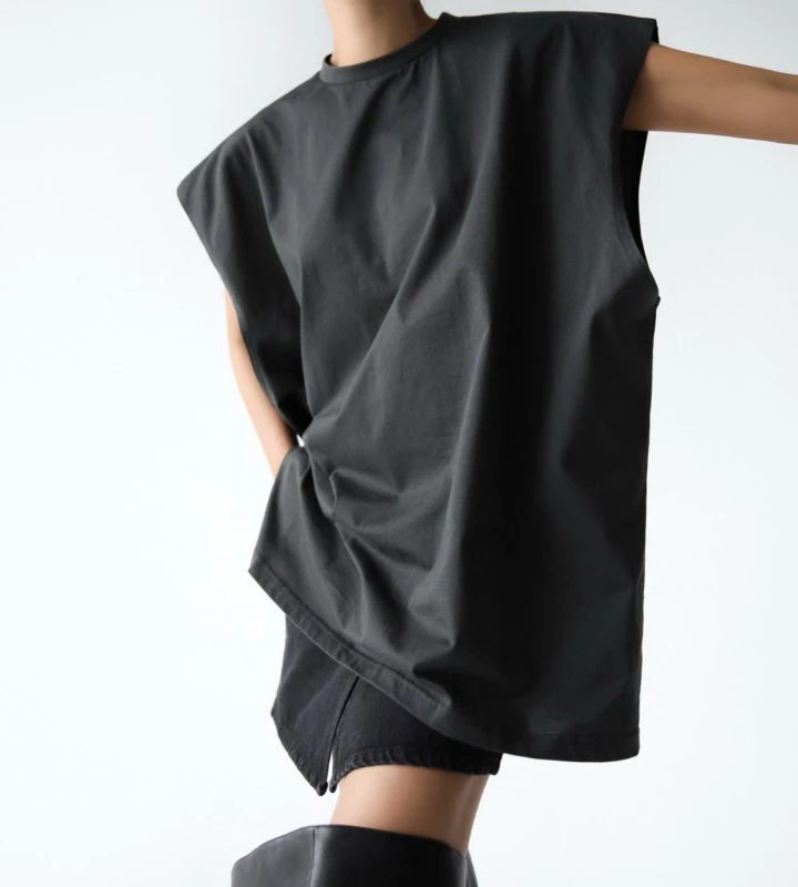 Paper Moon - Korean Women Fashion - #momslook - Premium Cotton Oversized Sleeveless Long Tee - 6