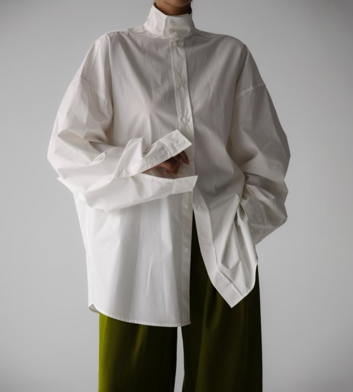 Paper Moon - Korean Women Fashion - #momslook - Oversized Cotton Baracuta Neck Button Down Shirt - 2