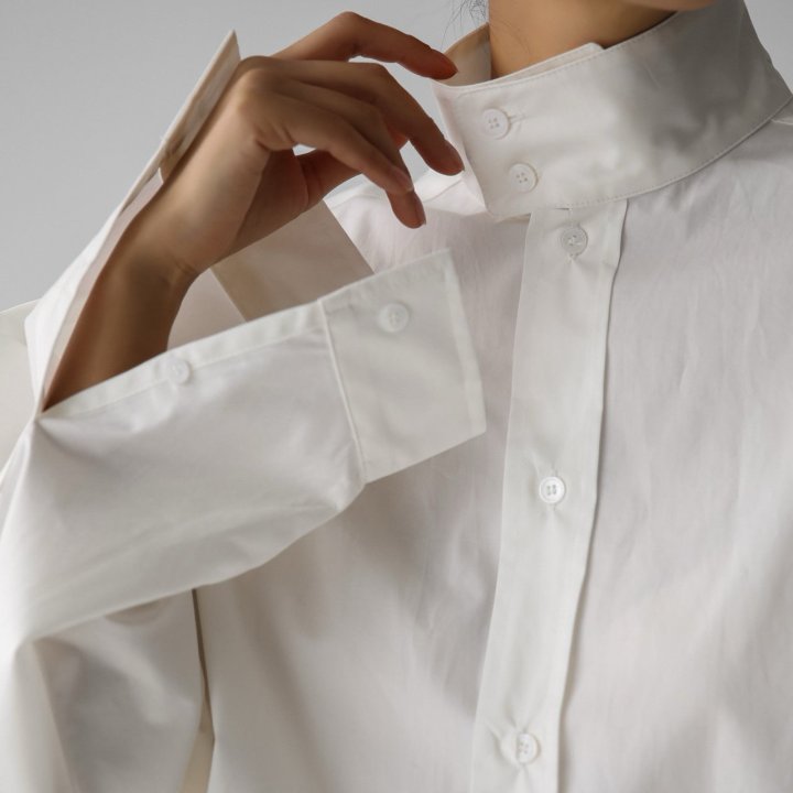 Paper Moon - Korean Women Fashion - #womensfashion - Oversized Cotton Baracuta Neck Button Down Shirt - 4