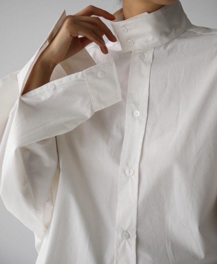 Paper Moon - Korean Women Fashion - #momslook - Oversized Cotton Baracuta Neck Button Down Shirt - 5