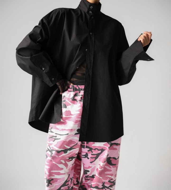 Paper Moon - Korean Women Fashion - #momslook - Oversized Cotton Baracuta Neck Button Down Shirt - 2