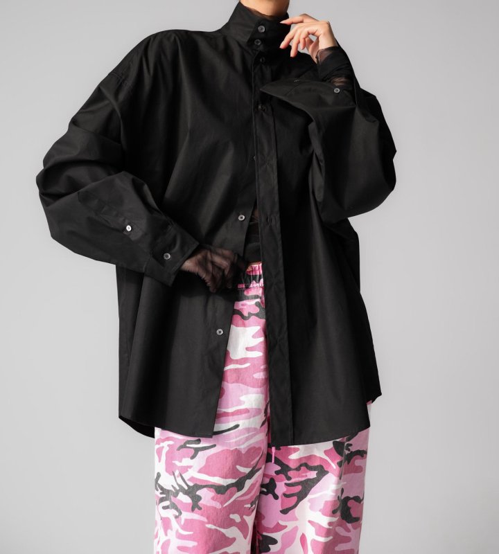 Paper Moon - Korean Women Fashion - #momslook - Oversized Cotton Baracuta Neck Button Down Shirt - 4