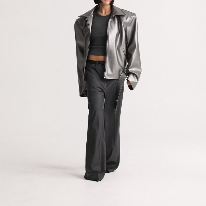 Paper Moon - Korean Women Fashion - #momslook - Classic Low Rise Pintuck Slacks - 3
