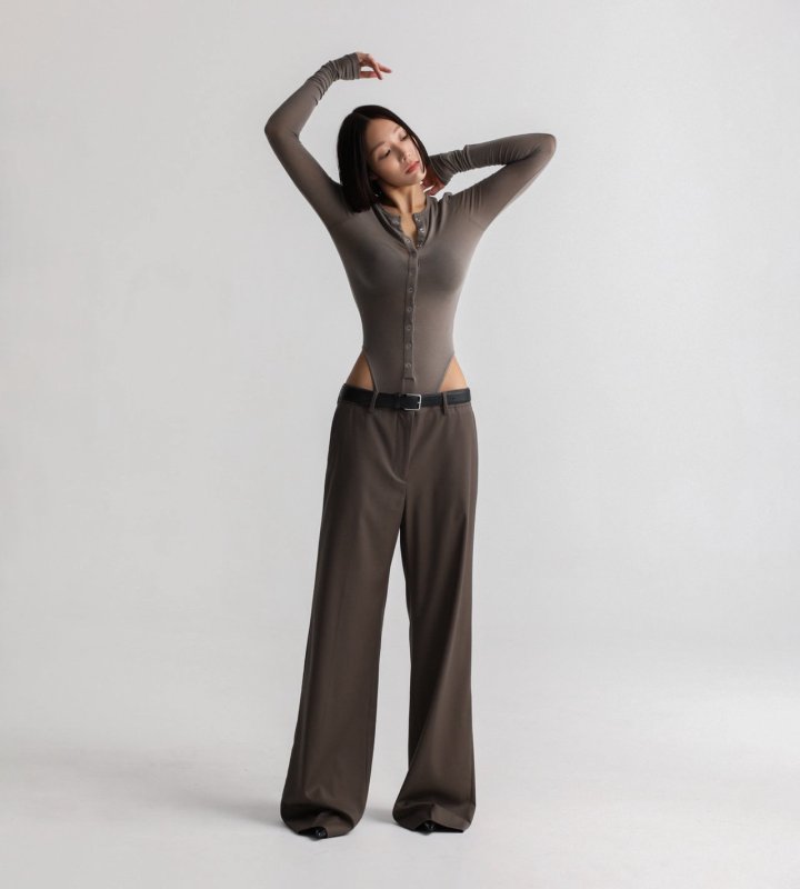 Paper Moon - Korean Women Fashion - #momslook - Classic Low Rise Pintuck Slacks