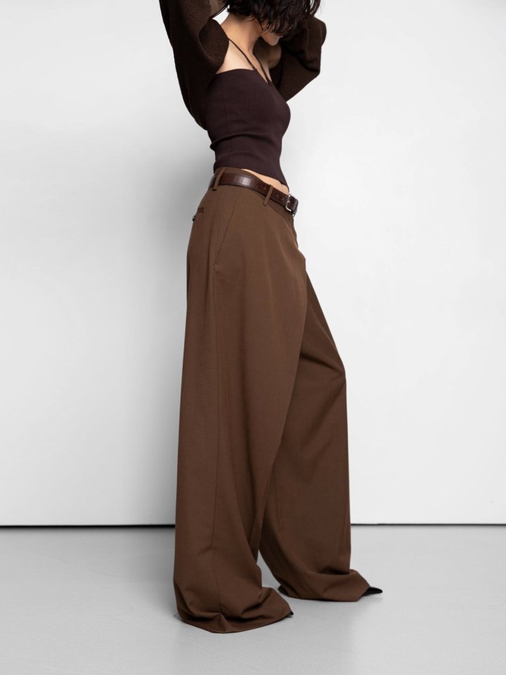 Paper Moon - Korean Women Fashion - #momslook - Asymmetry Pintuck Wide Maxi Trouser - 8
