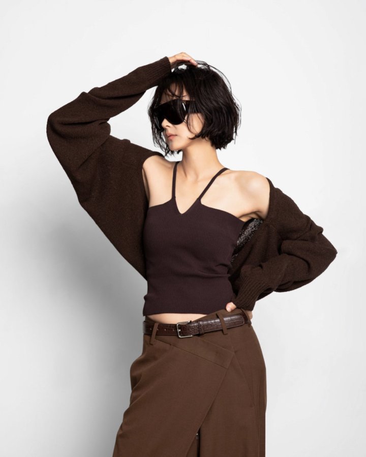 Paper Moon - Korean Women Fashion - #momslook - V Line Strap Rib Knit Top - 8
