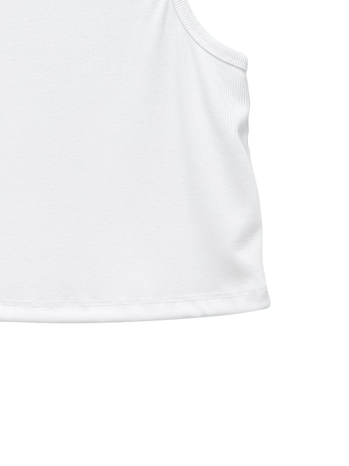 Paper Moon - Korean Women Fashion - #momslook - Straight Fit Crewneck Crop Sleeveless Top - 11