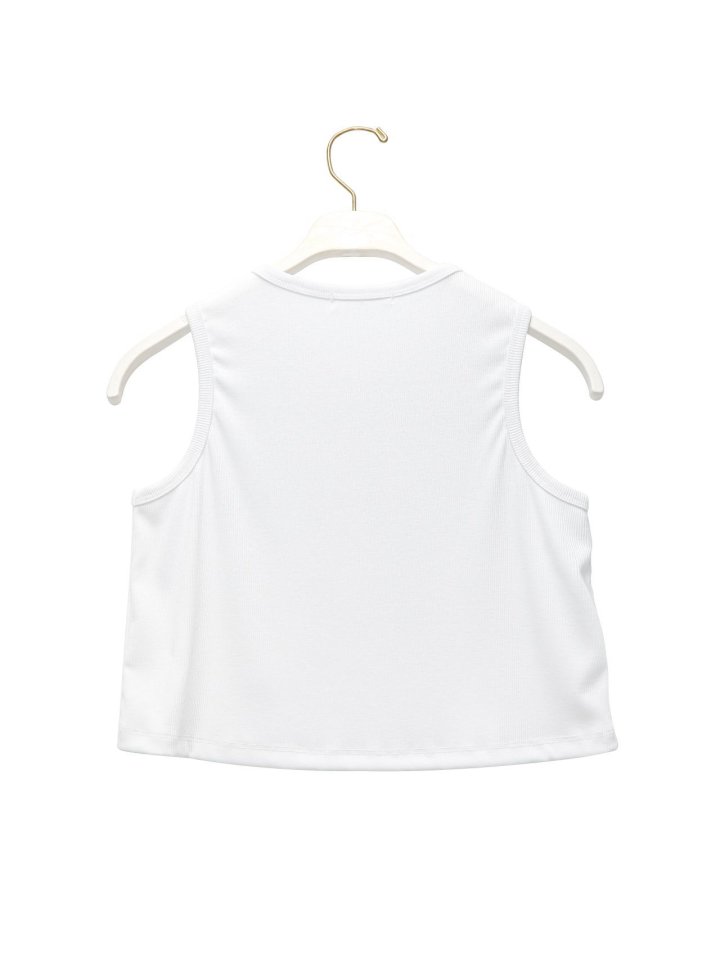 Paper Moon - Korean Women Fashion - #momslook - Straight Fit Crewneck Crop Sleeveless Top - 5