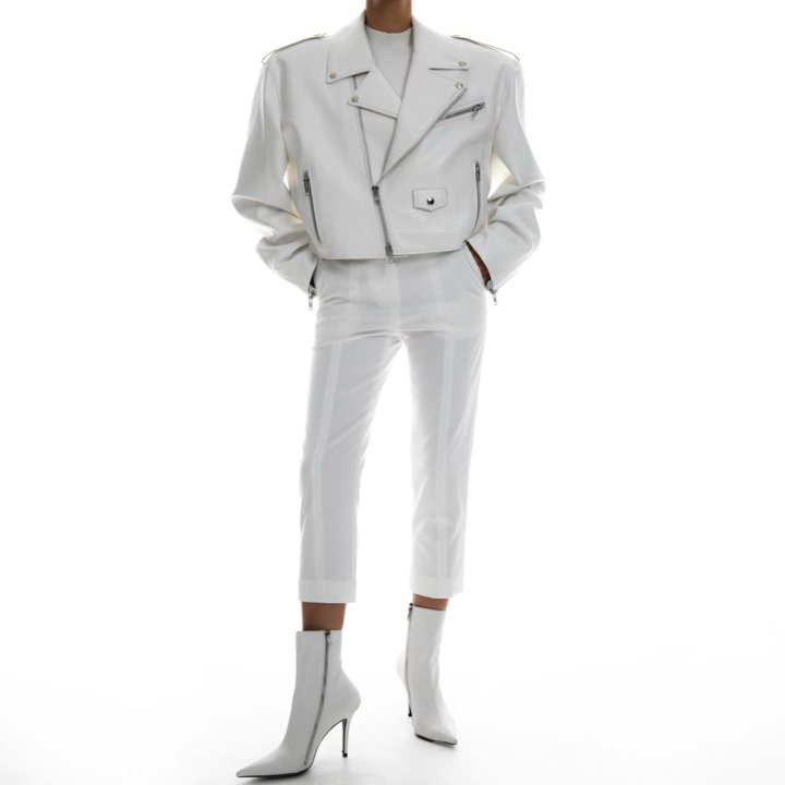 Paper Moon - Korean Women Fashion - #momslook - Overe Vegan Leather Crop Biker Jacket