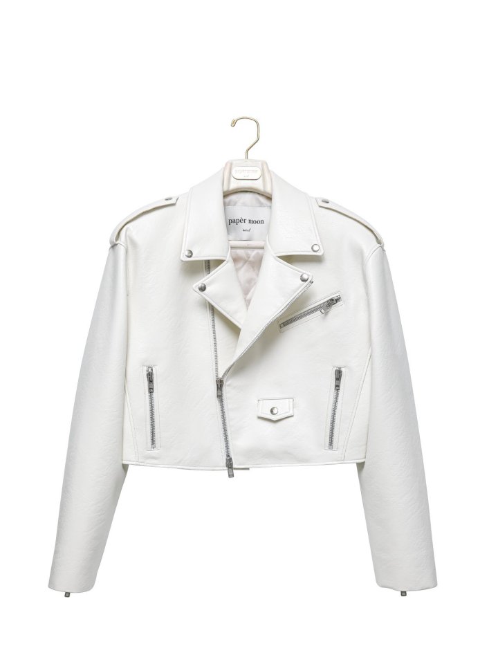 Paper Moon - Korean Women Fashion - #momslook - Overe Vegan Leather Crop Biker Jacket - 7