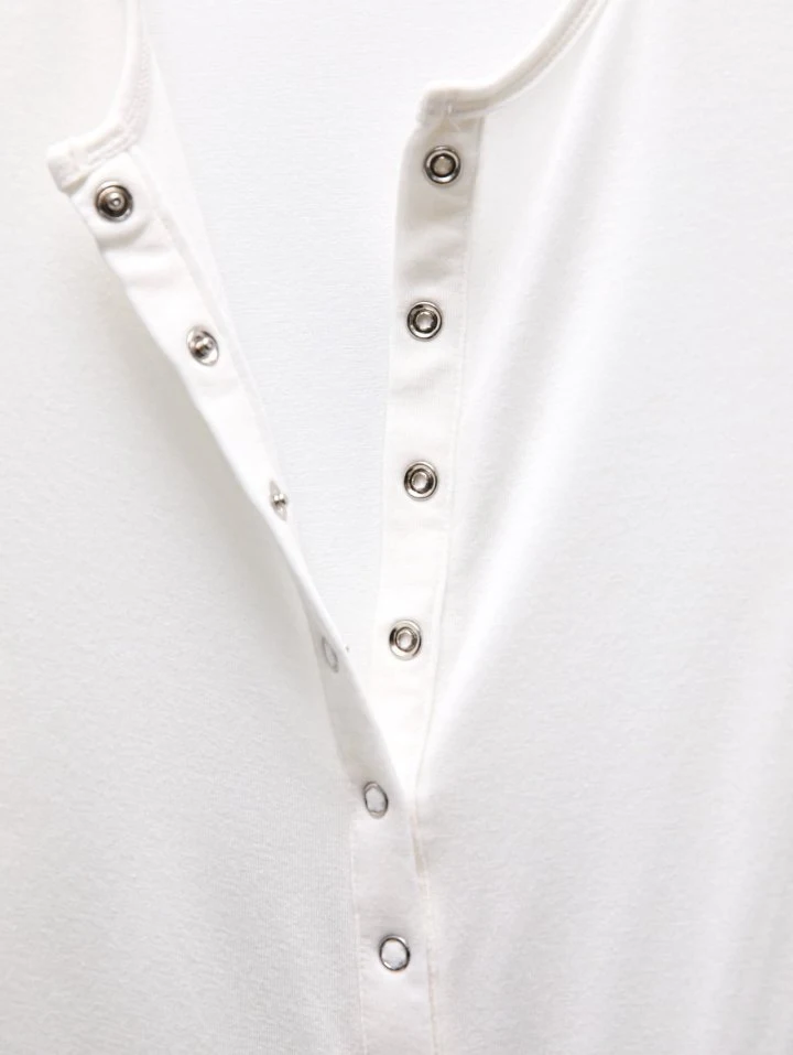 Paper Moon - Korean Women Fashion - #momslook - Ring Snap Button Detail Bodysuit - 11