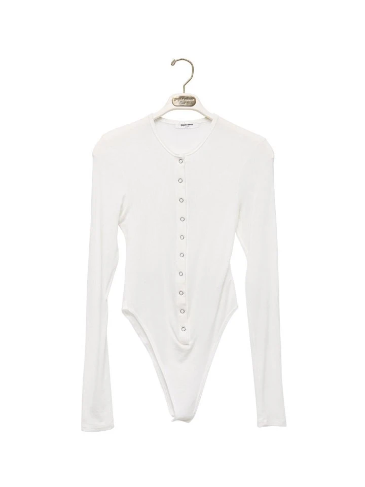 Paper Moon - Korean Women Fashion - #momslook - Ring Snap Button Detail Bodysuit - 5