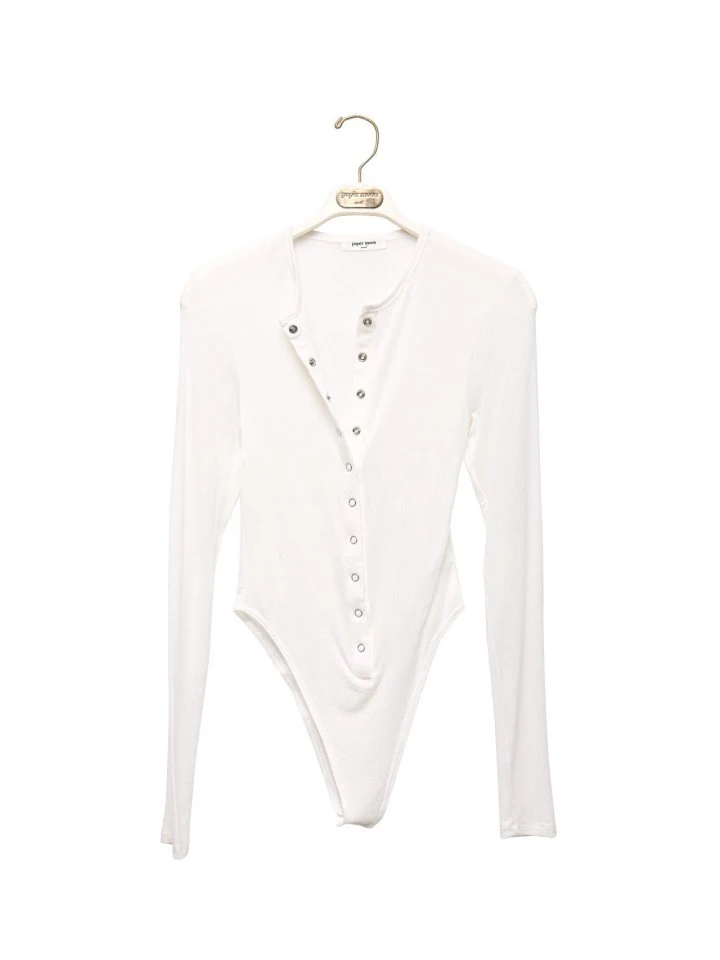 Paper Moon - Korean Women Fashion - #momslook - Ring Snap Button Detail Bodysuit - 7