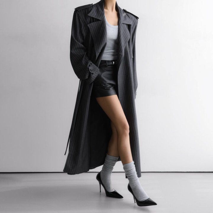 Paper Moon - Korean Women Fashion - #momslook - Pin Stripe Padded Oversized Double Breasted Trench Coat - 8
