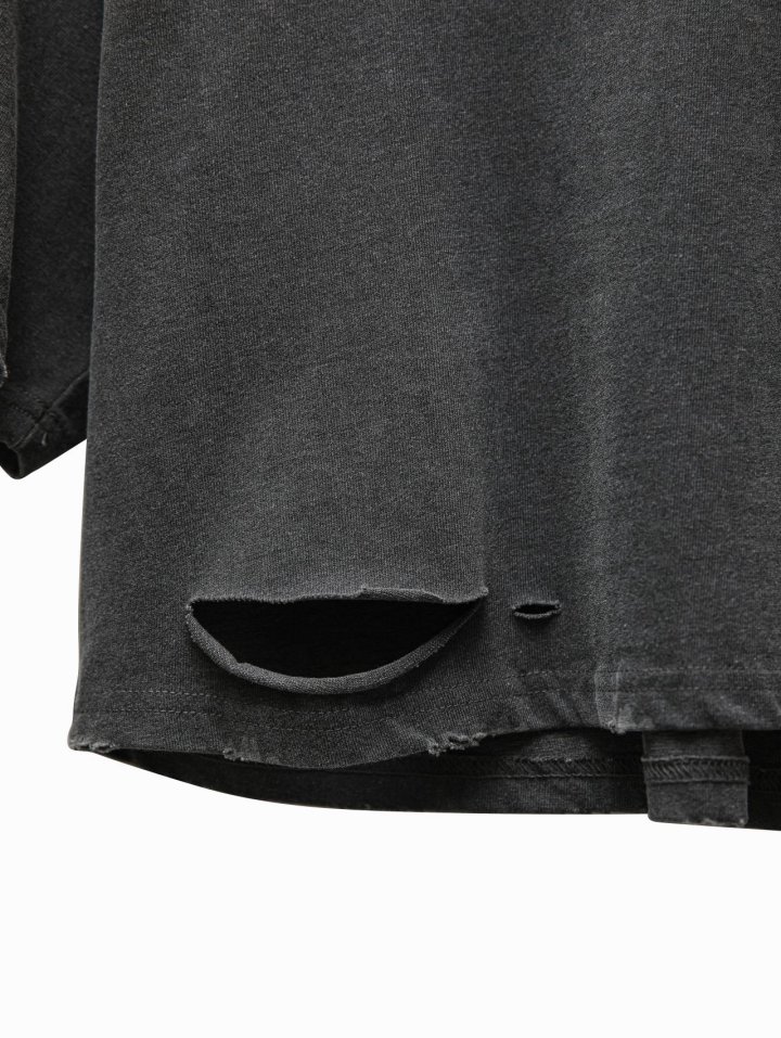 Paper Moon - Korean Women Fashion - #momslook - Cropped Pigment Cutting Detail Tee - 8