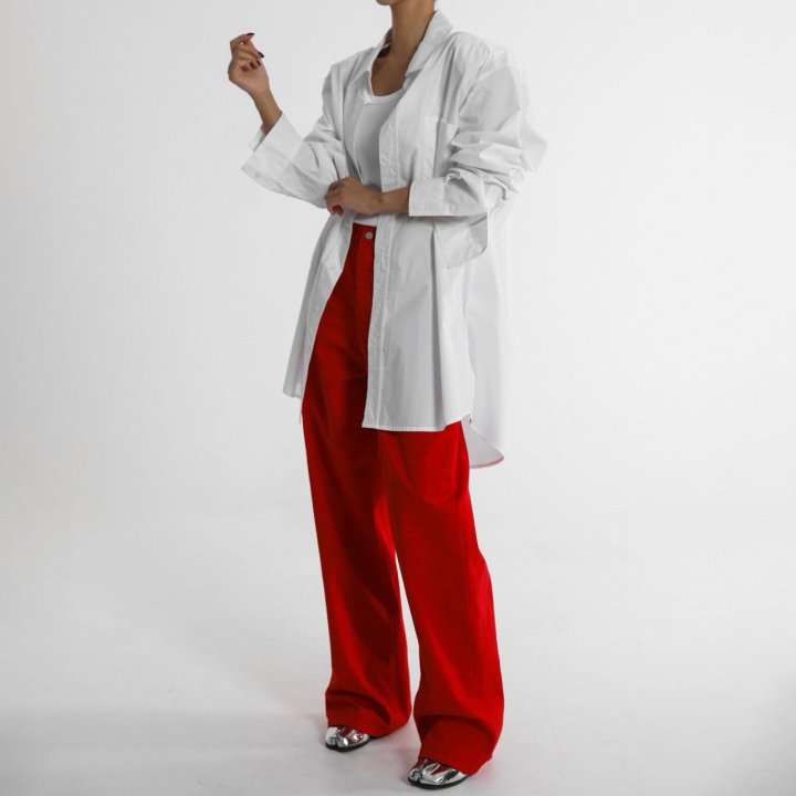 Paper Moon - Korean Women Fashion - #vintagekidsstyle - Color Point Wide Cotton Twill Trousers - 4