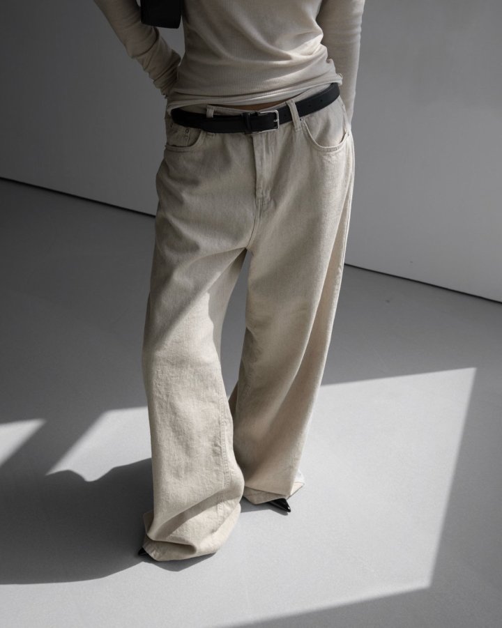 Paper Moon - Korean Women Fashion - #restrostyle - Natural Linen Denim Wide Pants - 3