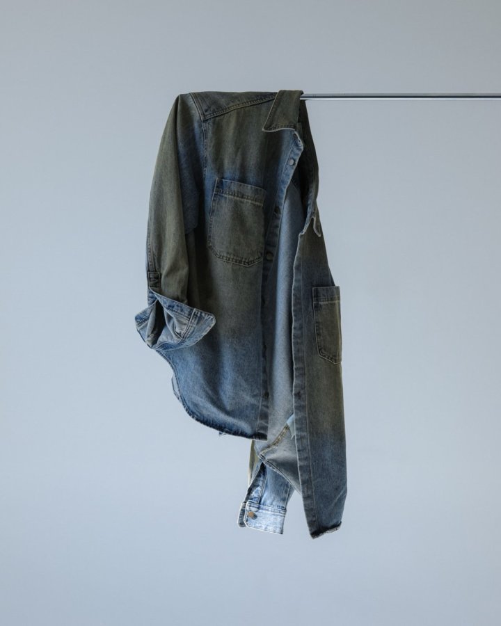 Paper Moon - Korean Women Fashion - #romanticstyle - Dusty Mud Washed Oversized Denim Button Down Shirt