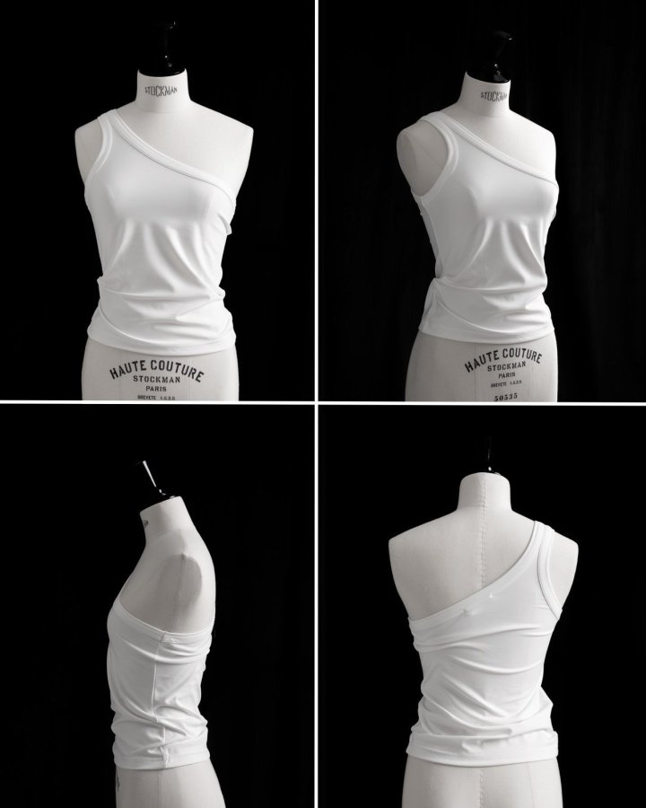 Paper Moon - Korean Women Fashion - #restrostyle - One Diagonal Line Shoulder Tank Top - 4