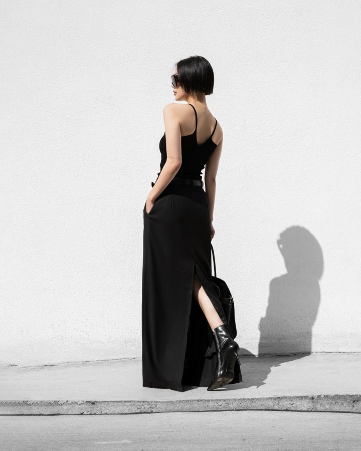 Paper Moon - Korean Women Fashion - #romanticstyle - Tailored Back Slit Maxi Skirt